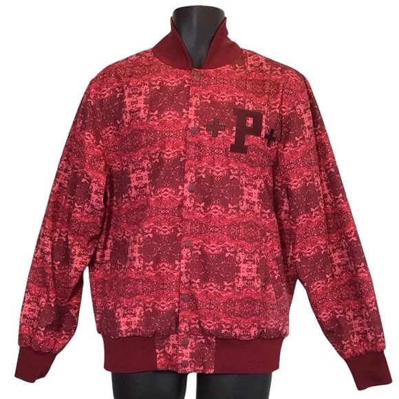 Pink Dolphin Mens Retro Lettermans Jacket Size L Varsity Bomber Streetwear Camo - Picture 1 of 13